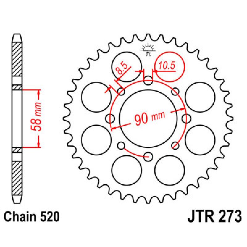 Купить Звездочка задняя JT Sprockets (шаг 520 ) JT JTR273 